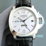 Best Quality Replica Panerai Luminor GMT White Face Black Leather Strap Watch